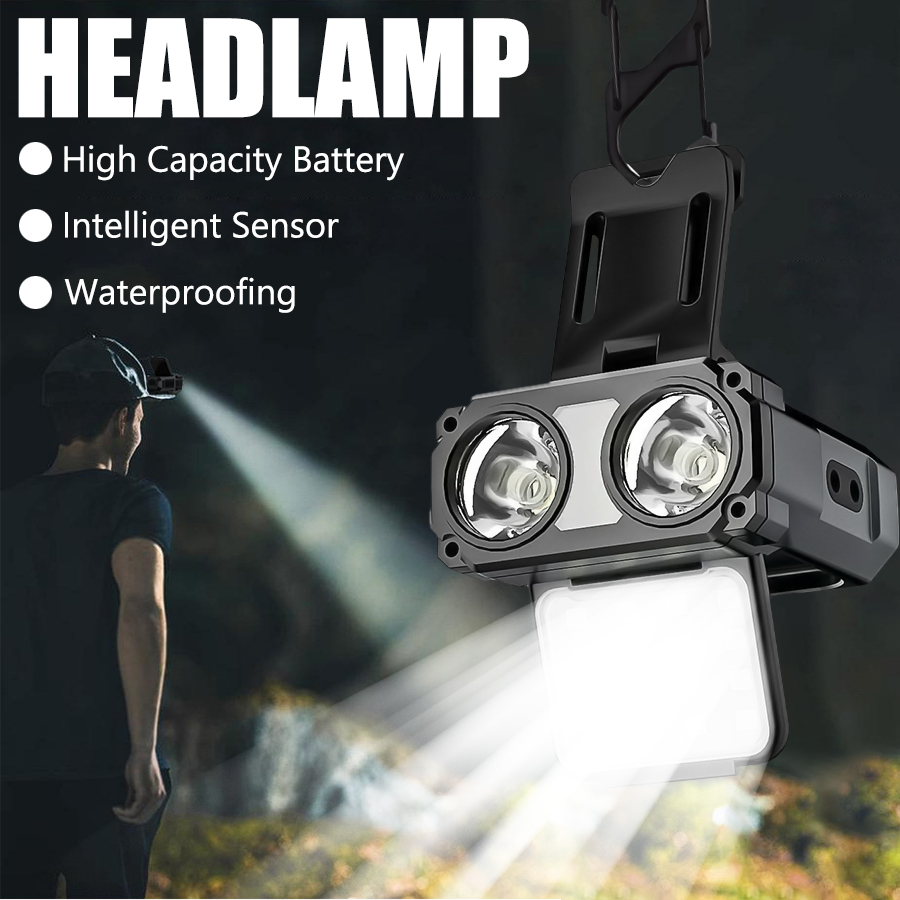 Headlamp - Lampu Kepala LED COB Sensor dengan