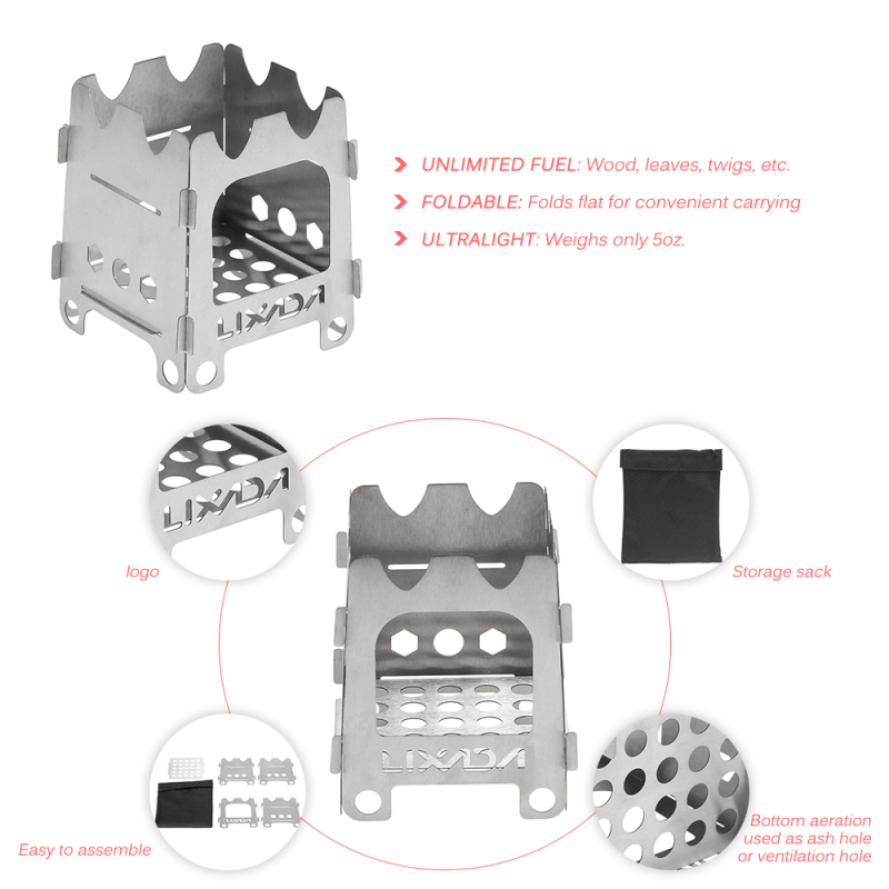 Lixada kompor berkemah portabe - Outdoor Camping Wood Stove ulasan dan harga