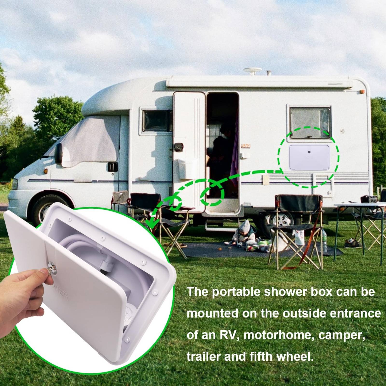 Kotak Shower Eksterior RV Komp - Outdoor Camping Showers ulasan dan harga