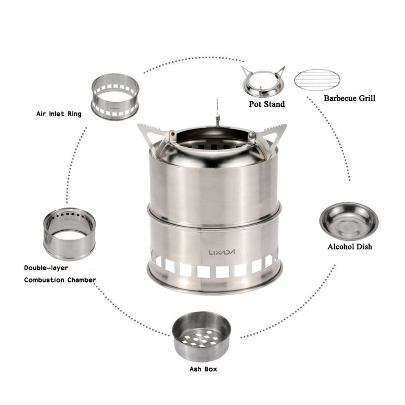 Lixada kompor kayu Stainless S - Outdoor Camping Wood Stove ulasan dan harga