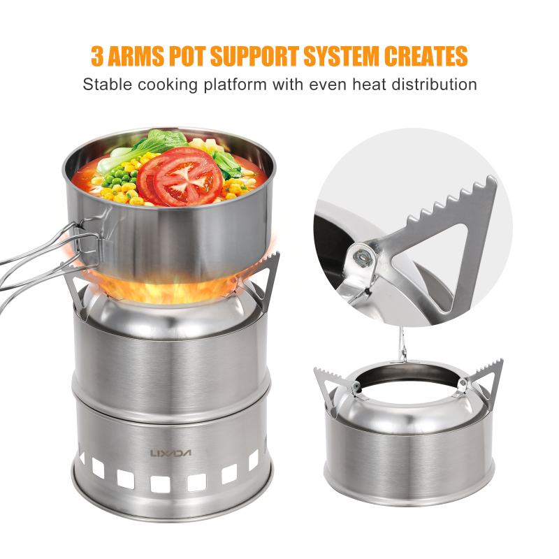 Lixada kompor kayu Stainless S - Outdoor Camping Wood Stove ulasan dan harga