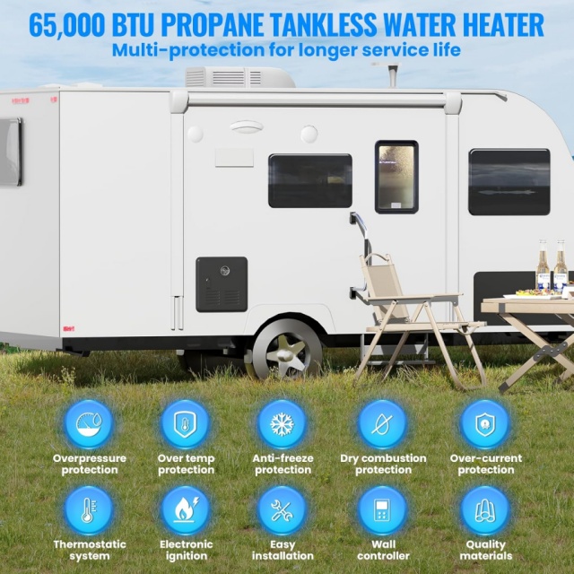 Pemanas Air Gas Portabel 12V u - Outdoor Camping Showers ulasan dan harga