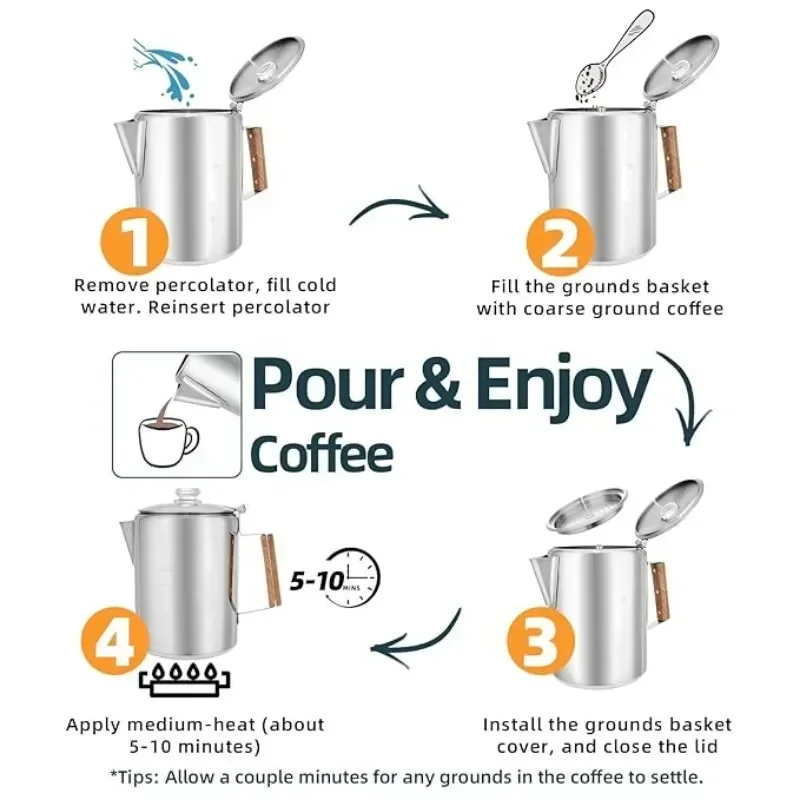 Perkolator Kopi Stainless Stee - Camp Percolator Coffee ulasan dan harga
